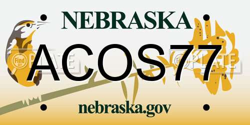 ACOS77 Nebraska License Plate