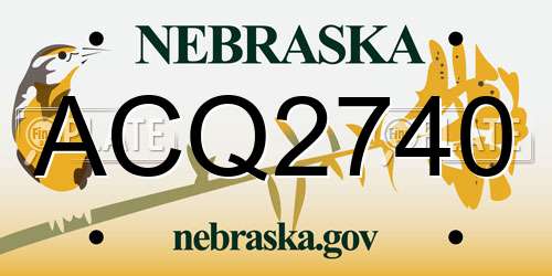 ACQ2740 Nebraska License Plate