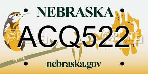 ACQ522 Nebraska License Plate