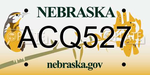 ACQ527 Nebraska License Plate