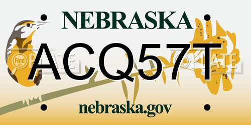 ACQ57T Nebraska License Plate