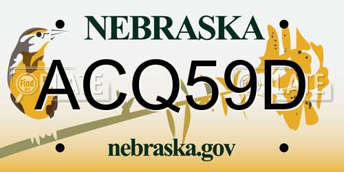 ACQ59D Nebraska License Plate