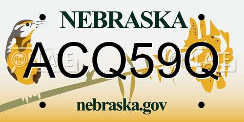ACQ59Q Nebraska License Plate