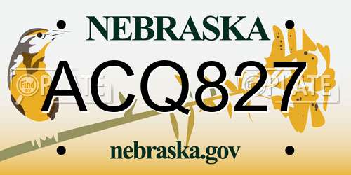ACQ827 Nebraska License Plate