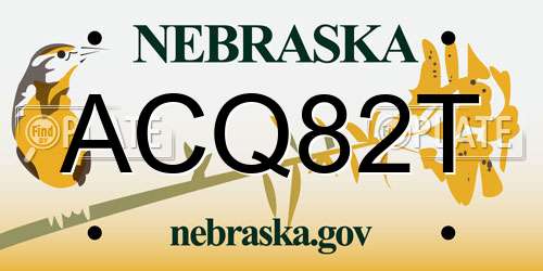 ACQ82T Nebraska License Plate