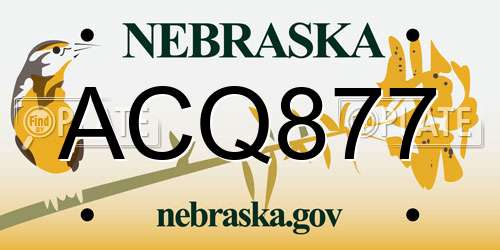 ACQ877 Nebraska License Plate