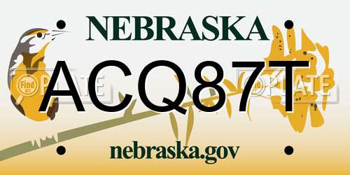 ACQ87T Nebraska License Plate