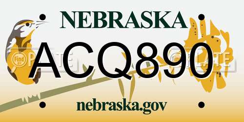 ACQ890 Nebraska License Plate
