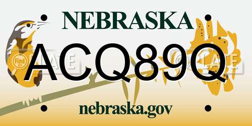 ACQ89Q Nebraska License Plate