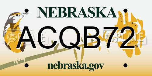 ACQB72 Nebraska License Plate