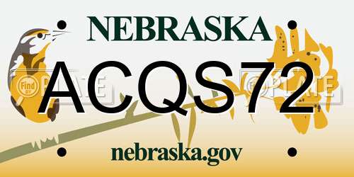 ACQS72 Nebraska License Plate