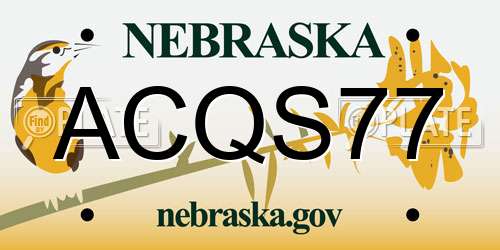 ACQS77 Nebraska License Plate