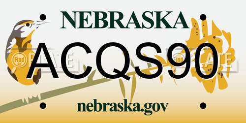 ACQS90 Nebraska License Plate