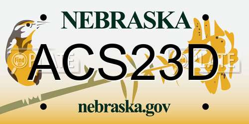 ACS23D Nebraska License Plate