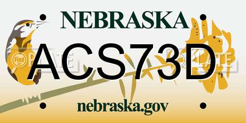 ACS73D Nebraska License Plate