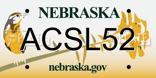ACSL52 Nebraska License Plate