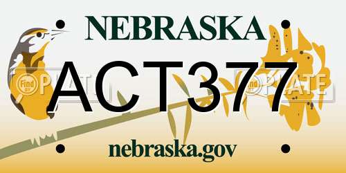 ACT377 Nebraska License Plate