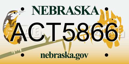 ACT5866 Nebraska License Plate
