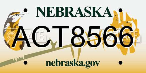 ACT8566 Nebraska License Plate