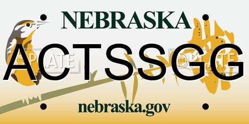 ACTSSGG Nebraska License Plate