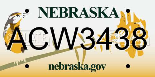 ACW3438 Nebraska License Plate