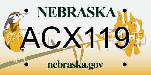 ACX119 Nebraska License Plate