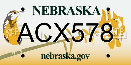 ACX578 Nebraska License Plate