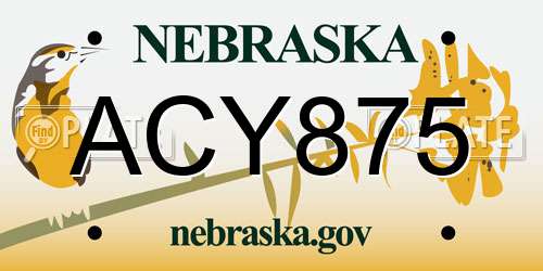 ACY875 Nebraska License Plate