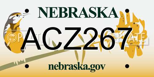 ACZ267 Nebraska License Plate