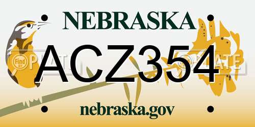 ACZ354 Nebraska License Plate