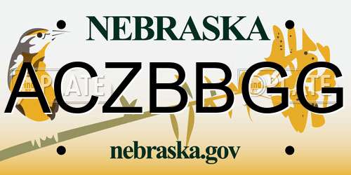 ACZBBGG Nebraska License Plate