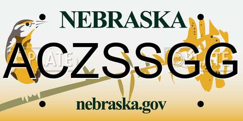 ACZSSGG Nebraska License Plate