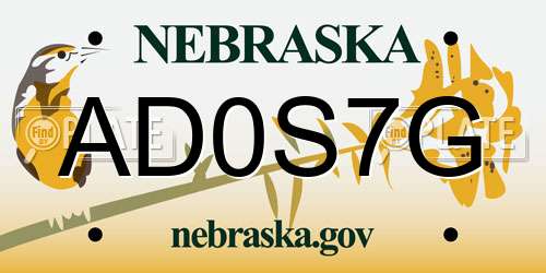 AD0S7G Nebraska License Plate