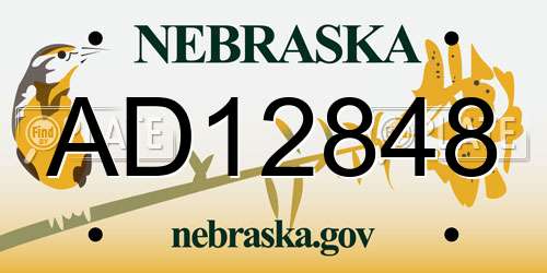 AD12848 Nebraska License Plate