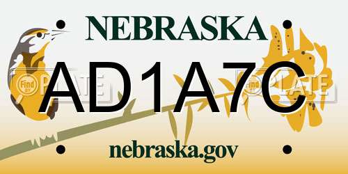 AD1A7C Nebraska License Plate