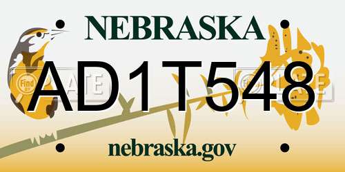 AD1T548 Nebraska License Plate