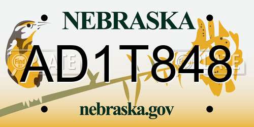 AD1T848 Nebraska License Plate