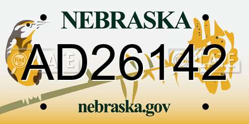 AD26142 Nebraska License Plate