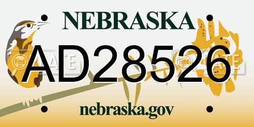 AD28526 Nebraska License Plate