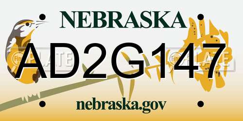 AD2G147 Nebraska License Plate