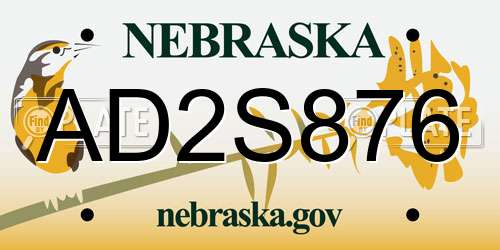 AD2S876 Nebraska License Plate