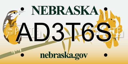 AD3T6S Nebraska License Plate