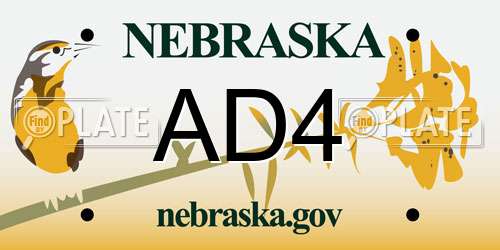AD4 Nebraska License Plate