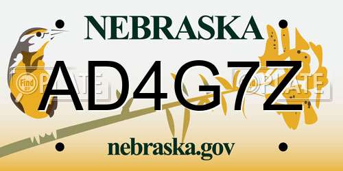 AD4G7Z Nebraska License Plate