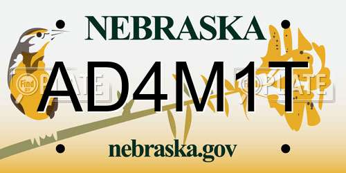 AD4M1T Nebraska License Plate