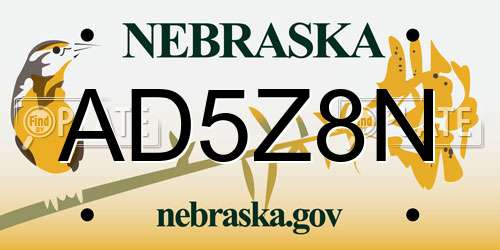 AD5Z8N Nebraska License Plate