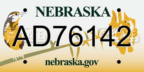 AD76142 Nebraska License Plate