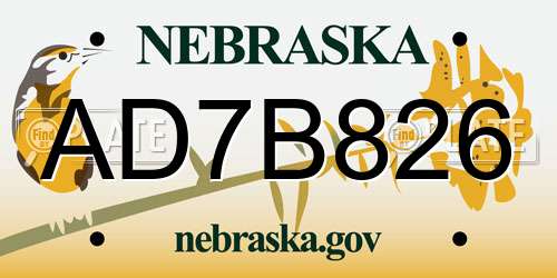AD7B826 Nebraska License Plate