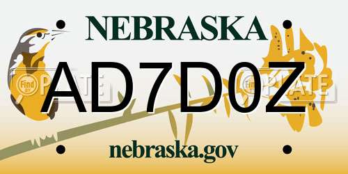 AD7D0Z Nebraska License Plate