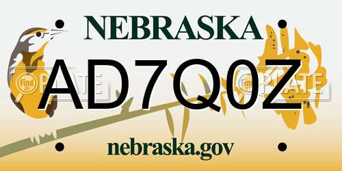 AD7Q0Z Nebraska License Plate
